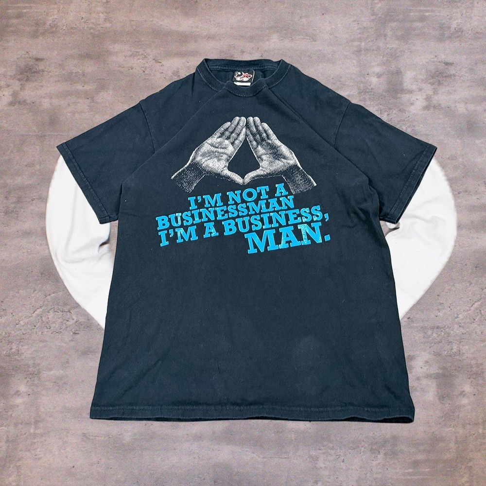 Y2K 2000's 00's Jay Z I'm a Business Man Not A Business Man Navy Black T-Shirt